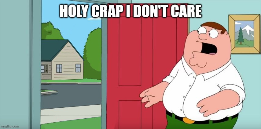 Holy crap Lois its x | HOLY CRAP I DON'T CARE | image tagged in holy crap lois its x | made w/ Imgflip meme maker