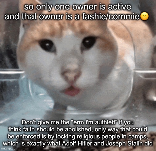 Mr Shock stare | so only one owner is active and that owner is a fashie/commie☹️; Don't give me the "erm i'm authleft" if you think faith should be abolished, only way that could be enforced is by locking religious people in camps, which is exactly what Adolf Hitler and Joseph Stalin did | image tagged in mr shock stare | made w/ Imgflip meme maker