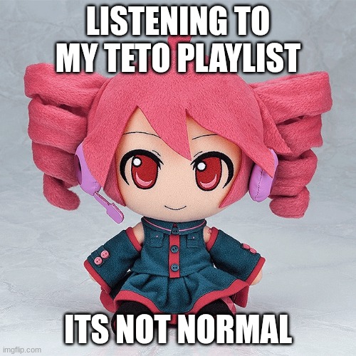 Teto | LISTENING TO MY TETO PLAYLIST; ITS NOT NORMAL | image tagged in teto | made w/ Imgflip meme maker