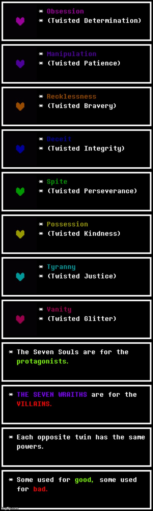 The Eight Wraiths. (sorry didnt count right-) | image tagged in undertale,lore,souls,soul,understream | made w/ Imgflip meme maker