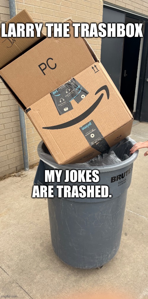 Trash box. | LARRY THE TRASHBOX; MY JOKES ARE TRASHED. | image tagged in boxing,box,trash,trash can | made w/ Imgflip meme maker