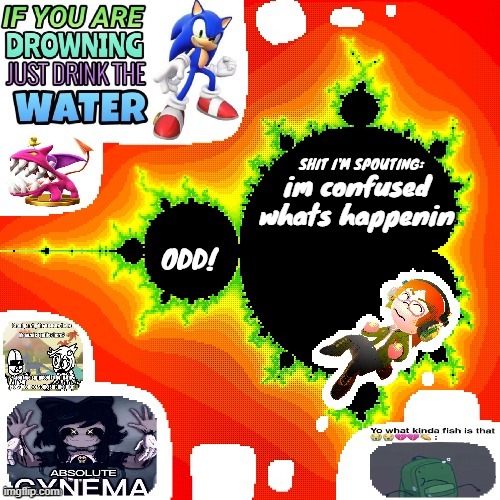 Odd Mandelbrot announcement template mii version | im confused whats happenin | image tagged in odd mandelbrot announcement template mii version | made w/ Imgflip meme maker