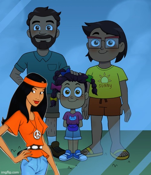 Luz and Chuck - Luz Camila Manny and Cousin/Niece Crystal in Family Photo | image tagged in the noceda family photo,scooby doo,the owl house,lilo and stitch,scooby doo crystal,luz noceda | made w/ Imgflip meme maker