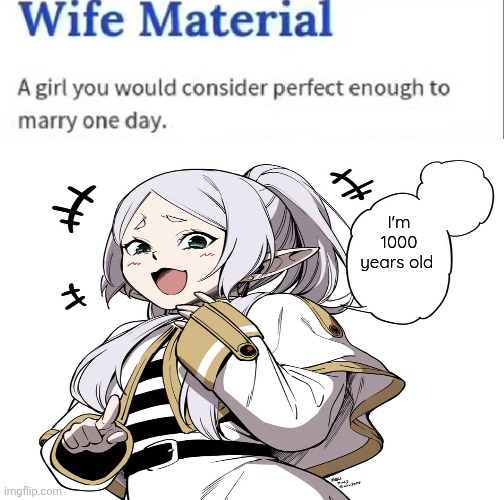 Half of my friends (including me) | I'm 1000 years old | image tagged in wife material | made w/ Imgflip meme maker