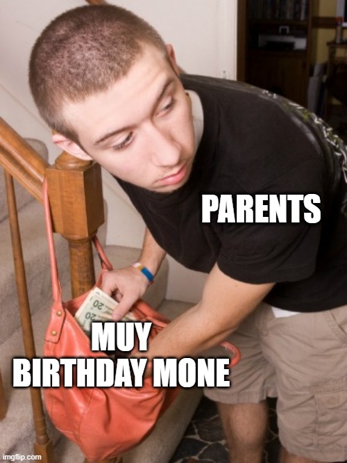 "i WiLL kEeP iT sAfE" -ahh parents | PARENTS; MUY BIRTHDAY MONE | image tagged in stealing from you,funny,memes,parents,birthday money,relatable | made w/ Imgflip meme maker
