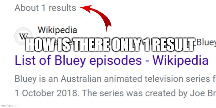 Wepl, I finally did it. I finally search up something to get just 1 result. | HOW IS THERE ONLY 1 RESULT | made w/ Imgflip meme maker