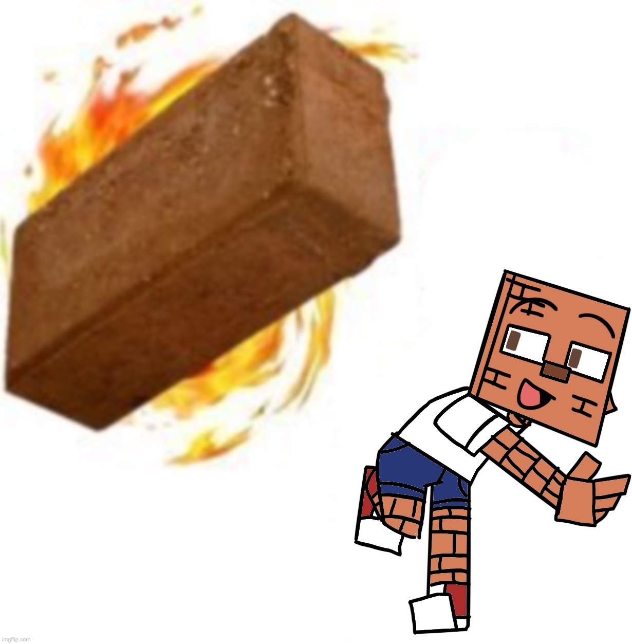 i decided to redraw the mario throwing a brick meme with bricky ofc because it’s perfect for him | made w/ Imgflip meme maker