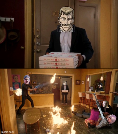 Community Fire Pizza Meme | image tagged in community fire pizza meme,devil may cry | made w/ Imgflip meme maker