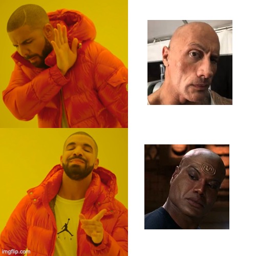 Teal'c does it better and that's a fact | image tagged in memes,drake hotline bling,stargate,the rock | made w/ Imgflip meme maker