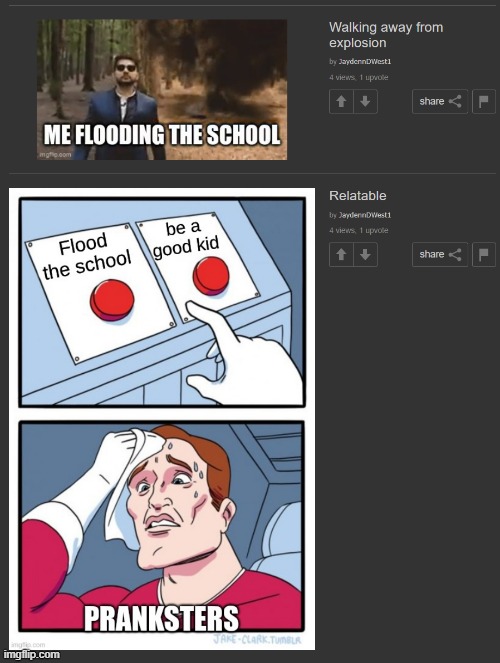 oh the irony | image tagged in irony,ironic,flood the school | made w/ Imgflip meme maker