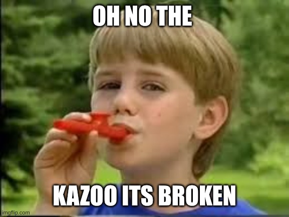 Kazoo kid | OH NO THE KAZOO ITS BROKEN | image tagged in kazoo kid | made w/ Imgflip meme maker