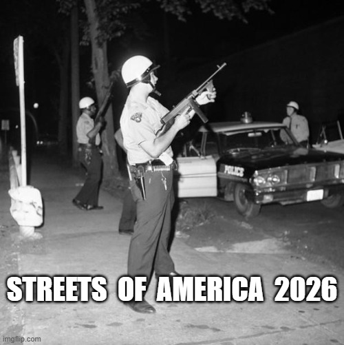Midterms: Bullets Over Ballots | STREETS  OF  AMERICA  2026 | image tagged in military industrial complex | made w/ Imgflip meme maker