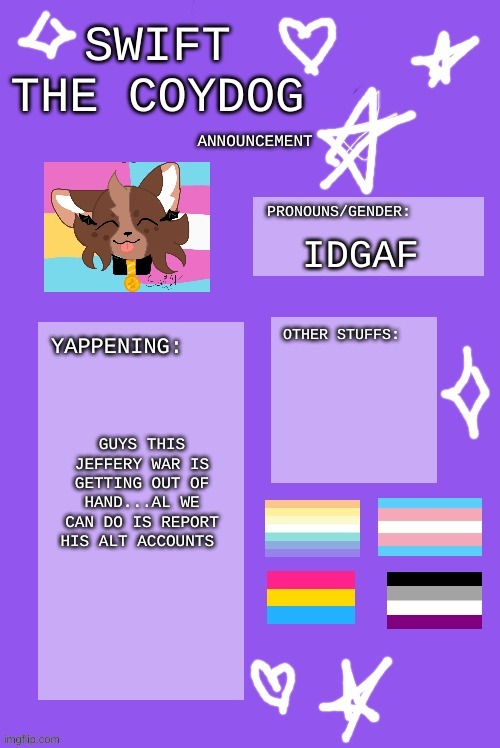 6.0 | IDGAF; GUYS THIS JEFFERY WAR IS GETTING OUT OF HAND...AL WE CAN DO IS REPORT HIS ALT ACCOUNTS | image tagged in 6 0 | made w/ Imgflip meme maker