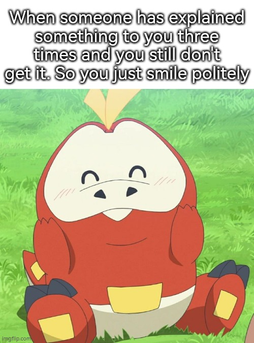If you still don't get it, just smile. :) | When someone has explained something to you three times and you still don't get it. So you just smile politely | image tagged in explain,smile,memes | made w/ Imgflip meme maker