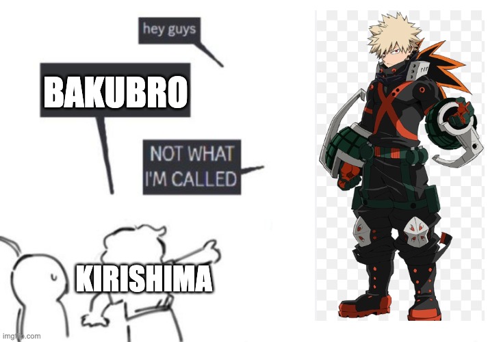 Hey Guys - NOT WHAT I'M CALLED | BAKUBRO; KIRISHIMA | image tagged in hey guys - not what i'm called,mha | made w/ Imgflip meme maker