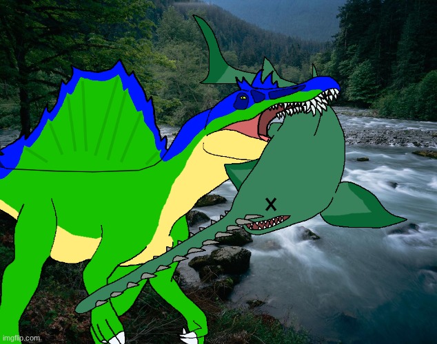 Spinax catching his favorite fish (Onchopristis) | made w/ Imgflip meme maker