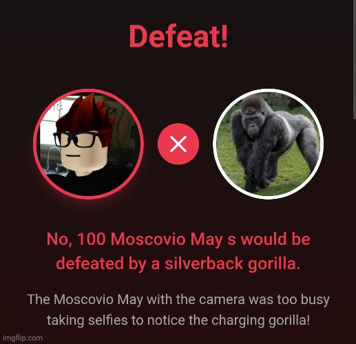 Bruh MC is WEAK (does he work out a lot? Once a month.) | image tagged in mc,men vs gorilla,moscovio may | made w/ Imgflip meme maker