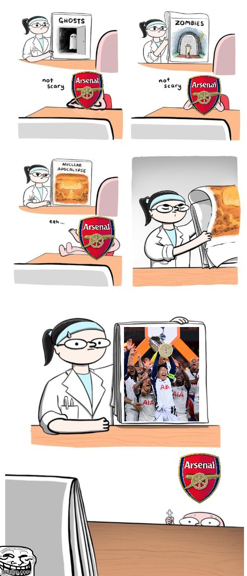 Not Scary | image tagged in not scary,tottenham,arsenal,europa league,sports,premier league | made w/ Imgflip meme maker