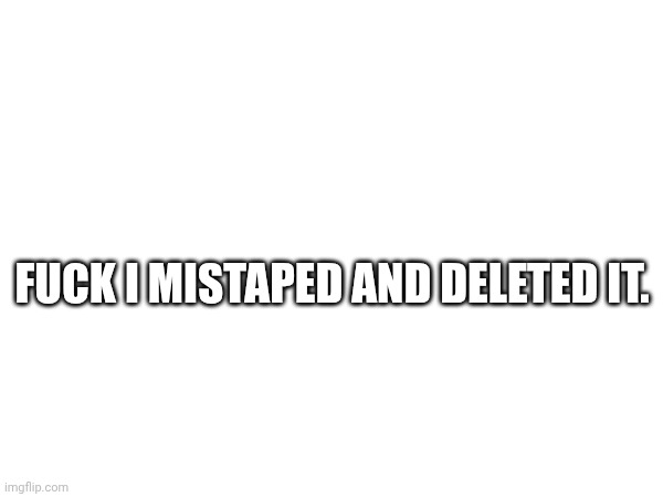 FUCK I MISTAPED AND DELETED IT. | made w/ Imgflip meme maker