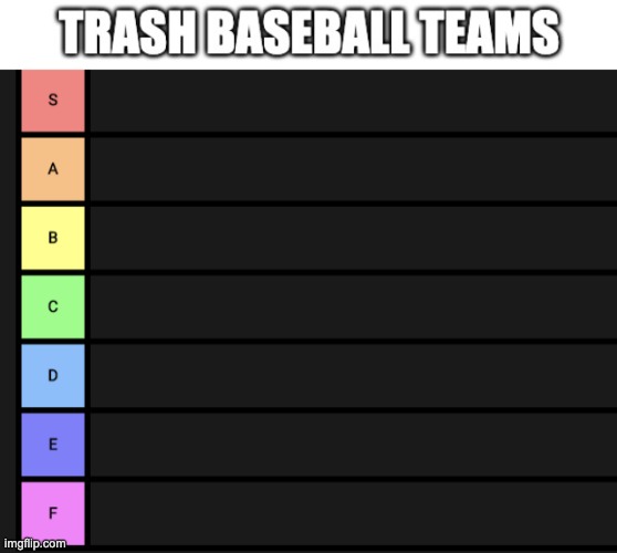 trash baseball team tier list Blank Meme Template