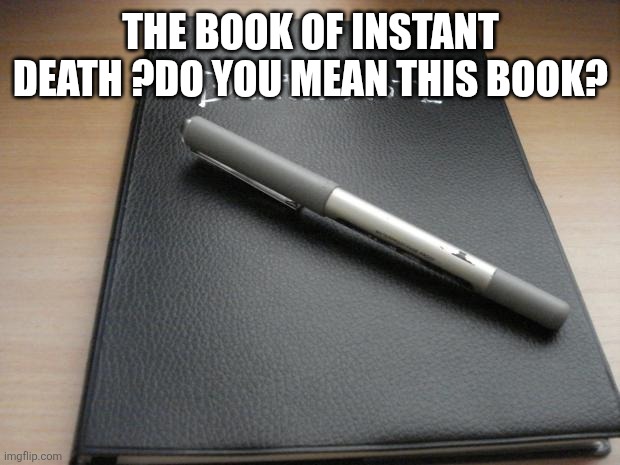 Death note | THE BOOK OF INSTANT DEATH ?DO YOU MEAN THIS BOOK? | image tagged in death note | made w/ Imgflip meme maker