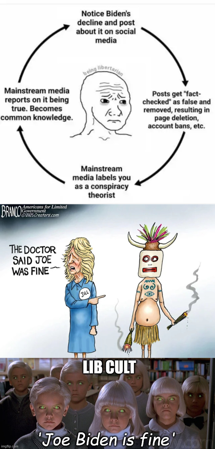 So many other examples of their lies being exposed | LIB CULT; 'Joe Biden is fine' | image tagged in liberal npc,biden,msm hid the truth,the lib cult ignorant to the truth | made w/ Imgflip meme maker