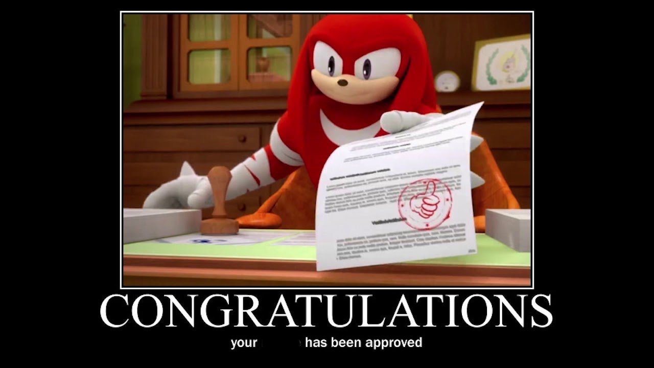 Knuckles Approved Mene Blank Meme Template