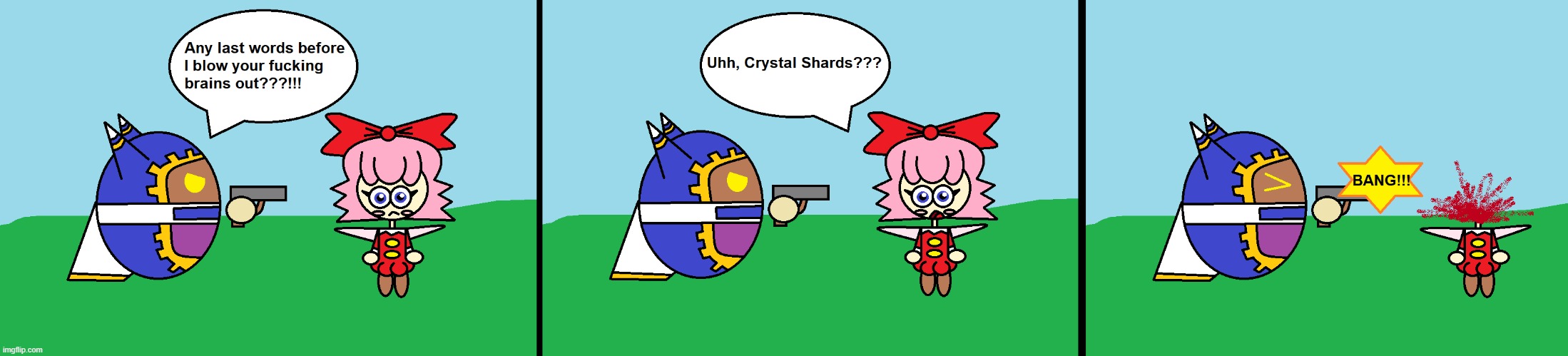 I FUCKING HATE RIBBON FROM KIRBY 64 SO SHE FUCKING DIES!!!!! | image tagged in kirby,gore,comics/cartoons,parody,memes,funny | made w/ Imgflip meme maker