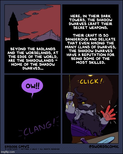 image tagged in swords,shadow,dwarf,weapon,hand,ouch | made w/ Imgflip meme maker
