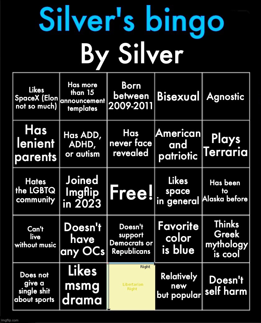 Silver's bingo | image tagged in silver's bingo | made w/ Imgflip meme maker