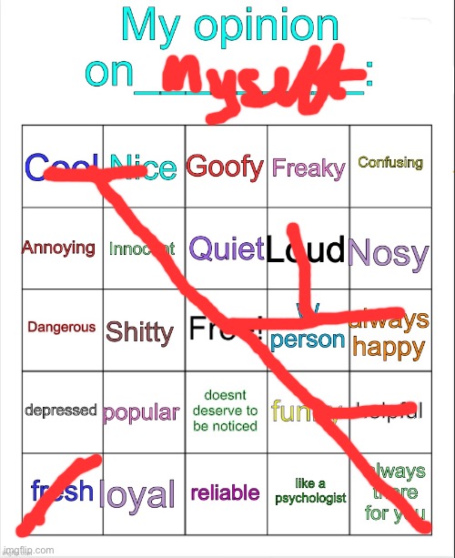 My opinion on ___ bingo by owu | image tagged in my opinion on ___ bingo by owu | made w/ Imgflip meme maker
