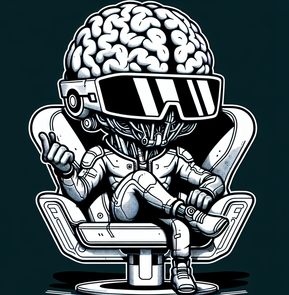 a brain man sitting on a chair with sunglasses Blank Meme Template