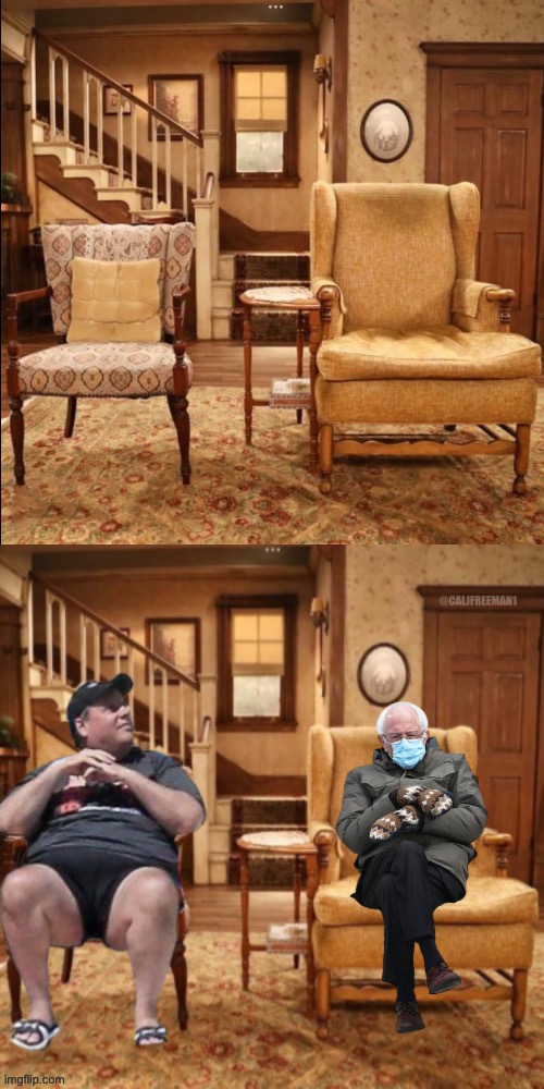 All in the family template | image tagged in archie bunker,racist,maga,democrats,bernie sitting,bernie mittens | made w/ Imgflip meme maker