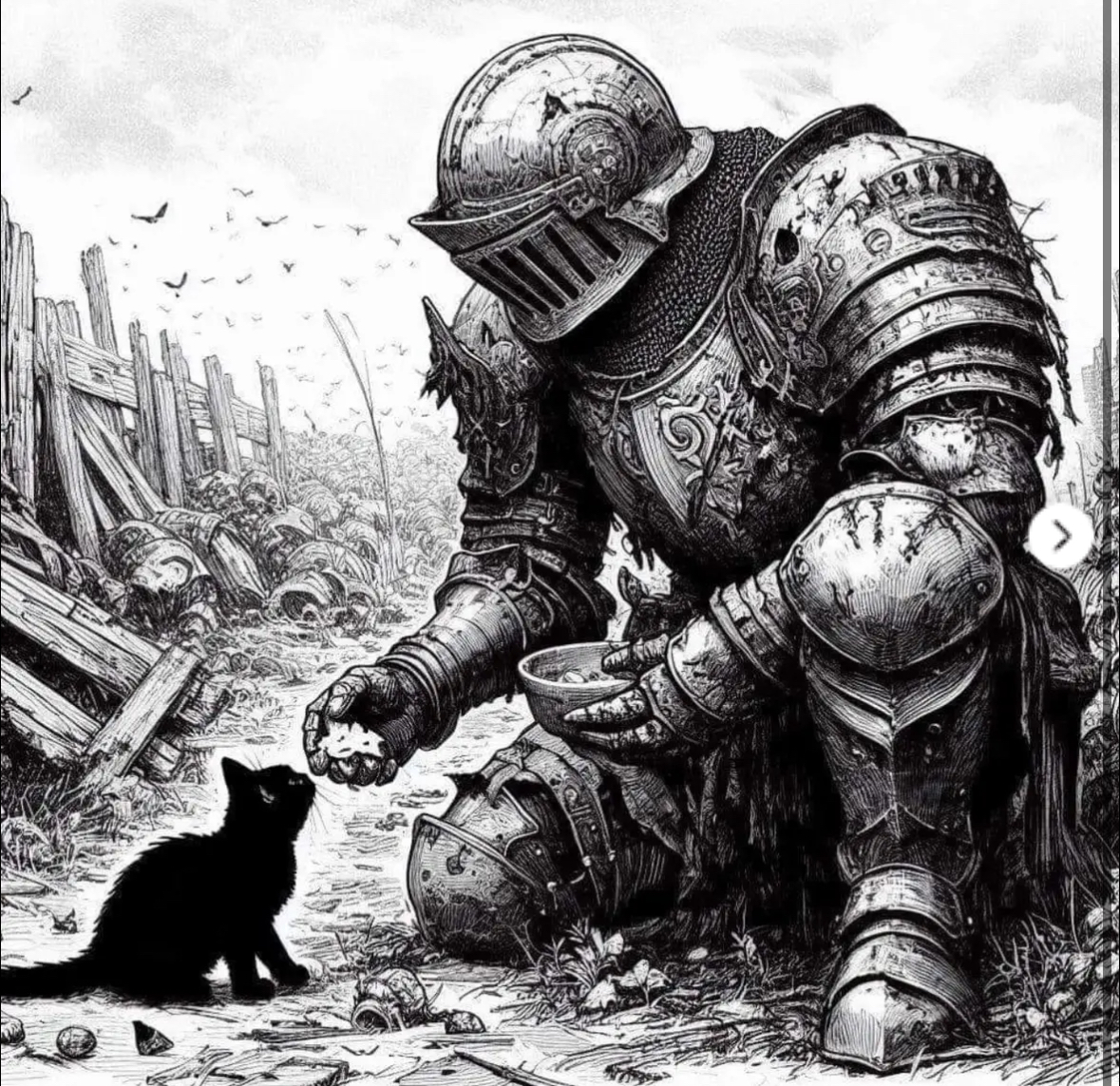 Knight with cat Blank Meme Template