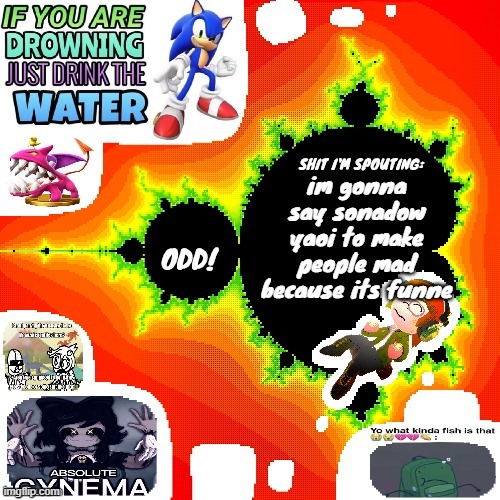 Odd Mandelbrot announcement template mii version | im gonna say sonadow yaoi to make people mad because its funne | image tagged in odd mandelbrot announcement template mii version | made w/ Imgflip meme maker