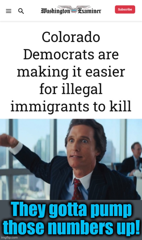 democrats brought 'em here to do a job, and they gotta do it! | They gotta pump
those numbers up! | image tagged in rookie numbers,memes,illegal immigrants,crime,democrats,colorado | made w/ Imgflip meme maker