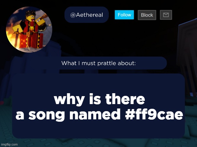 ts is a hex code | why is there a song named #ff9cae | image tagged in aethereal's forsaken template | made w/ Imgflip meme maker