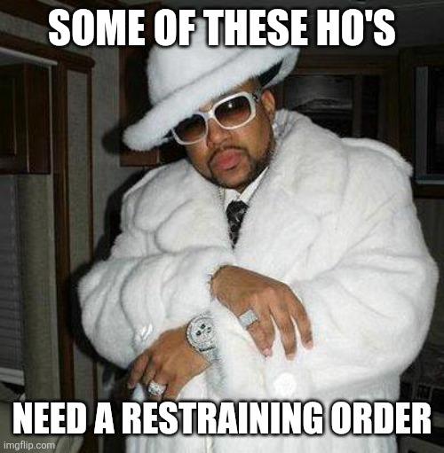 pimp c | SOME OF THESE HO'S; NEED A RESTRAINING ORDER | image tagged in pimp c | made w/ Imgflip meme maker
