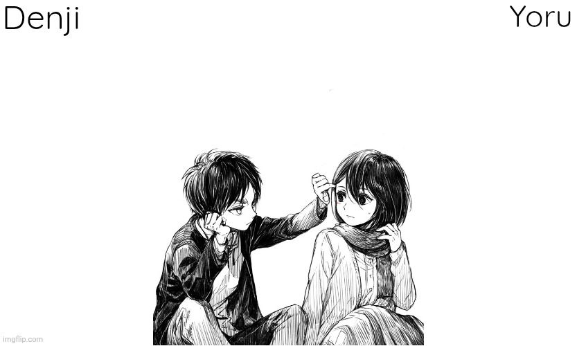 High Quality Denji n Yoru announcement template Blank Meme Template