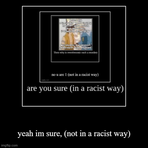 @bigjim | yeah im sure, (not in a racist way) | image tagged in funny,demotivationals | made w/ Imgflip demotivational maker