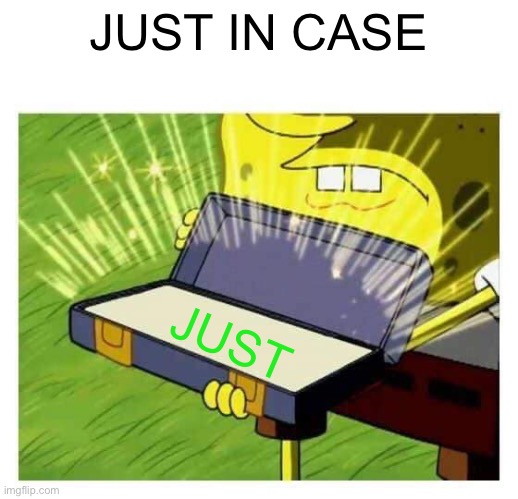 Spongebob box | JUST IN CASE; JUST | image tagged in spongebob box | made w/ Imgflip meme maker