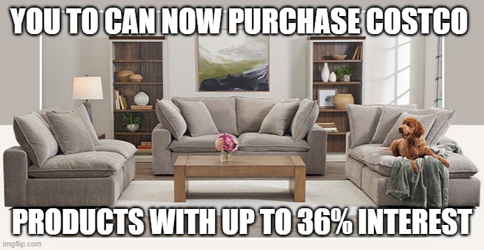 What a Rip Off | YOU TO CAN NOW PURCHASE COSTCO; PRODUCTS WITH UP TO 36% INTEREST | image tagged in costco is now the largest rent to own store | made w/ Imgflip meme maker