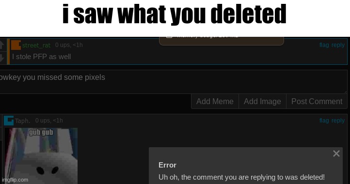 i saw what you deleted | made w/ Imgflip meme maker