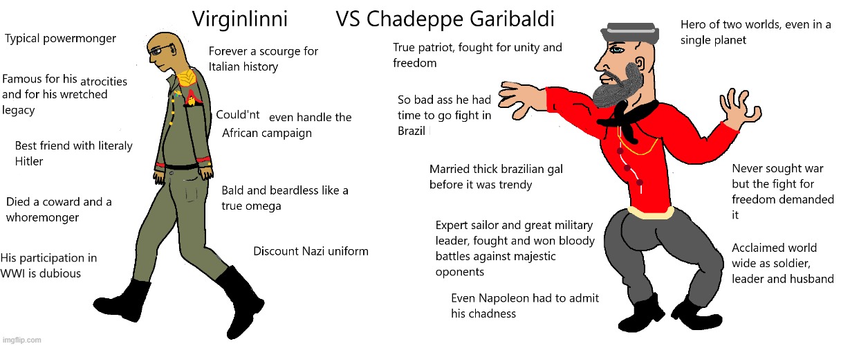 Historical Chad vs Virgin - Italian Edition - Mussolini & Garibaldi | made w/ Imgflip meme maker