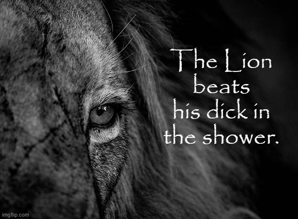 The Lion beats his dick in the shower. | made w/ Imgflip meme maker