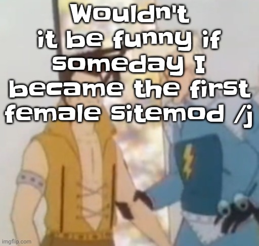 he-man ahh | Wouldn't it be funny if someday I became the first female sitemod /j | image tagged in he-man ahh | made w/ Imgflip meme maker