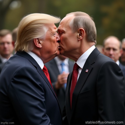 Trump kisses Putin | image tagged in trump kisses putin | made w/ Imgflip meme maker