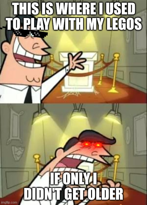 Good times... | THIS IS WHERE I USED TO PLAY WITH MY LEGOS; IF ONLY I DIDN'T GET OLDER | image tagged in memes,this is where i'd put my trophy if i had one | made w/ Imgflip meme maker