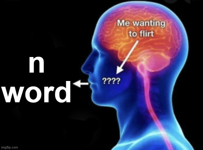 Me wanting to flirt | n word | image tagged in me wanting to flirt | made w/ Imgflip meme maker