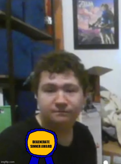 KKKaden's a spammer, racist, sex offender, ableist, bully, degenerate, sinner | DEGENERATE SINNER AWARD | image tagged in kaden s vacuums carpet cleaners and more | made w/ Imgflip meme maker